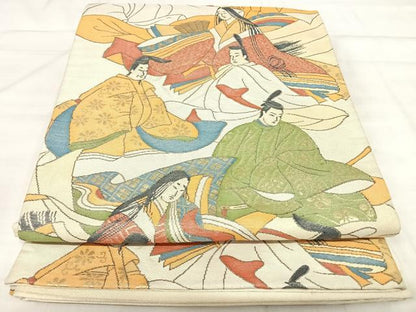 平和屋着物◎六通柄袋帯　人物文　金糸　正絹　逸品　AABJ0800yx