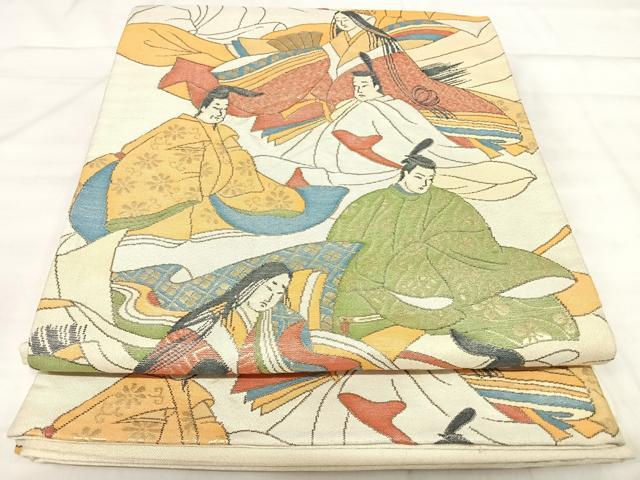 平和屋着物◎六通柄袋帯　人物文　金糸　正絹　逸品　AABJ0800yx