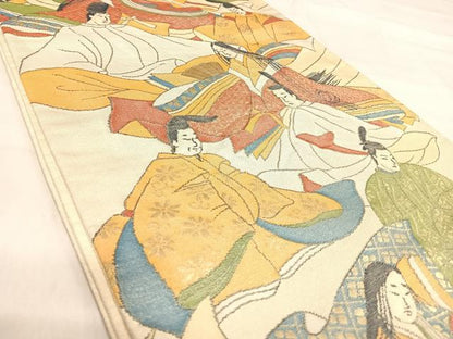 平和屋着物◎六通柄袋帯　人物文　金糸　正絹　逸品　AABJ0800yx