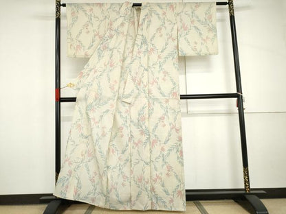 平和屋着物＊夏物　小紋　枝葉文　AABJ0802cs