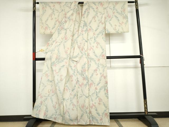 平和屋着物＊夏物　小紋　枝葉文　AABJ0802cs