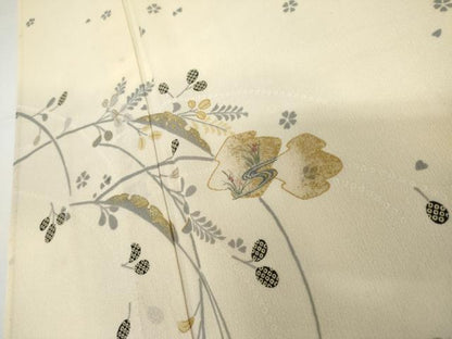 平和屋着物＊夏物　訪問着　紗　刺繍　流水舞花文　暈し染め　金彩　銀糸　ロング丈　正絹　逸品　AABJ0806cs