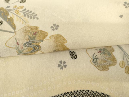 平和屋着物＊夏物　訪問着　紗　刺繍　流水舞花文　暈し染め　金彩　銀糸　ロング丈　正絹　逸品　AABJ0806cs