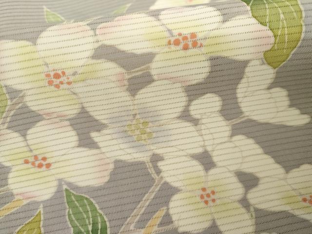 平和屋着物＊夏物　訪問着　絽　友禅　枝花文　暈し染め　ロング丈　正絹　逸品　AABJ0807cs