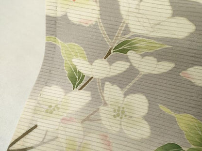 平和屋着物＊夏物　訪問着　絽　友禅　枝花文　暈し染め　ロング丈　正絹　逸品　AABJ0807cs