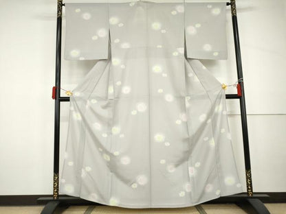 平和屋着物＊夏物　小紋　絽　舞花文　ほたる暈し　正絹　逸品　AABJ0808cs