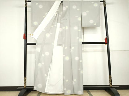 平和屋着物＊夏物　小紋　絽　舞花文　ほたる暈し　正絹　逸品　AABJ0808cs
