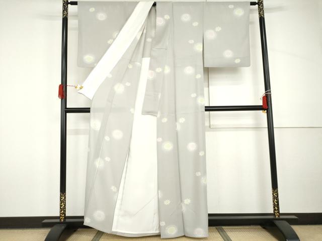 平和屋着物＊夏物　小紋　絽　舞花文　ほたる暈し　正絹　逸品　AABJ0808cs