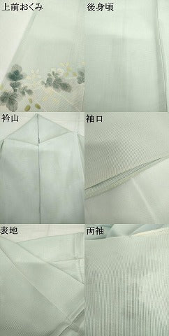 平和屋着物＊夏物　訪問着　絽　手描き　枝花文　暈し染め　正絹　逸品　AABJ0809cs