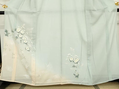 平和屋着物＊夏物　訪問着　絽　手描き　枝花文　暈し染め　正絹　逸品　AABJ0809cs