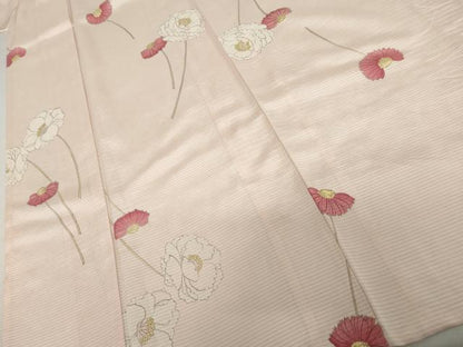 平和屋着物＊夏物　小紋　絽　手描き　枝花文　正絹　逸品　AABJ0814cs
