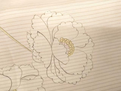 平和屋着物＊夏物　小紋　絽　手描き　枝花文　正絹　逸品　AABJ0814cs