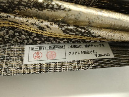 平和屋着物▼両面六通柄袋帯　更紗花丸文　金糸　正絹　逸品　AABJ0850cs
