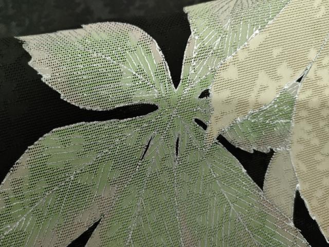 平和屋着物＊夏物　訪問着　枝花紋紗　枝葉文　黒地　銀彩　正絹　逸品　未使用　AABJ0877cs