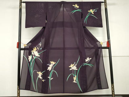 平和屋着物＊夏物　訪問着　絽　友禅　枝花文　正絹　逸品　AABJ0879cs