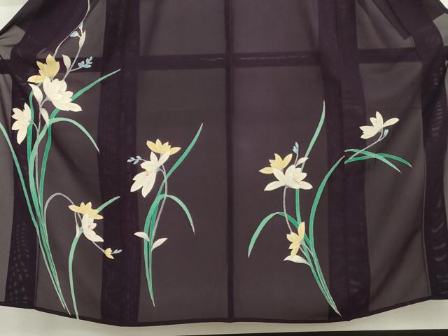 平和屋着物＊夏物　訪問着　絽　友禅　枝花文　正絹　逸品　AABJ0879cs