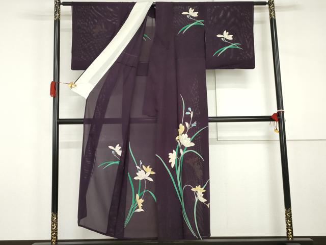 平和屋着物＊夏物　訪問着　絽　友禅　枝花文　正絹　逸品　AABJ0879cs