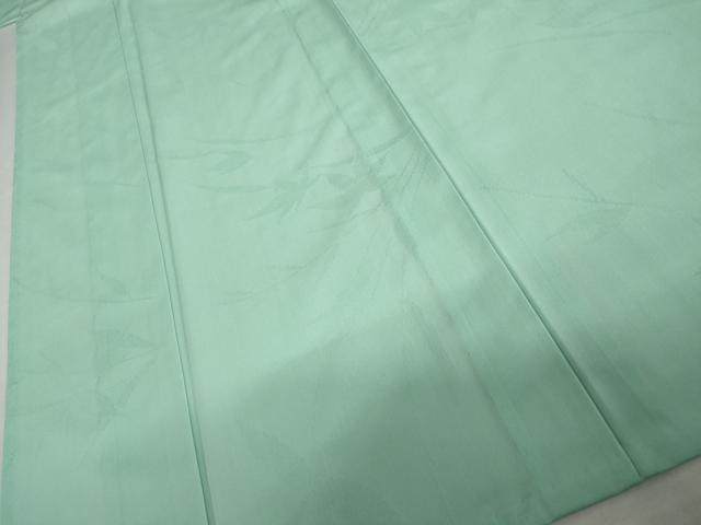 平和屋着物＊夏物　色無地　枝葉紋紗　青竹色　正絹　逸品　AABJ0883cs