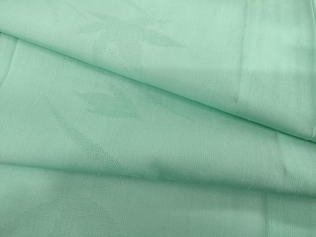 平和屋着物＊夏物　色無地　枝葉紋紗　青竹色　正絹　逸品　AABJ0883cs