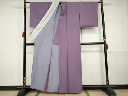 平和屋着物＊夏物　色無地　絽　二藍色　正絹　逸品　AABJ0889cs