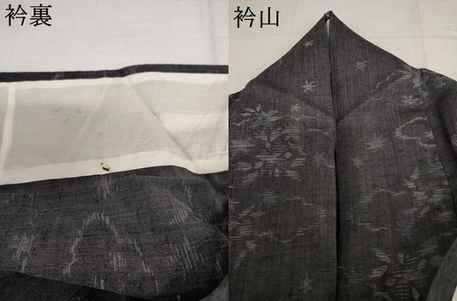 平和屋着物＊夏物　小紋　紗　雲取り草花文　AABJ0890cs