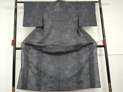 平和屋着物＊夏物　小紋　紗　雲取り草花文　AABJ0890cs