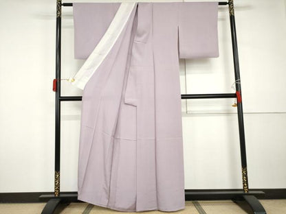 平和屋着物＊夏物　色無地　絽　浅紫色　反端付き　正絹　逸品　AABJ0891cs