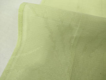 平和屋着物＊夏物　色無地　絽　薄紋紗　若葉色　正絹　逸品　AABJ0892cs