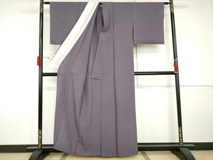 平和屋着物＊夏物　色無地　絽　竜胆色　正絹　逸品　AABJ0894cs