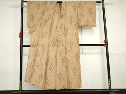 平和屋着物＊夏物　小千谷ちぢみ　菱繋ぎ　麻　逸品　AABJ0896cs