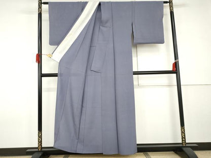 平和屋着物＊夏物　色無地　絽　藤納戸色　正絹　逸品　AABJ0897cs