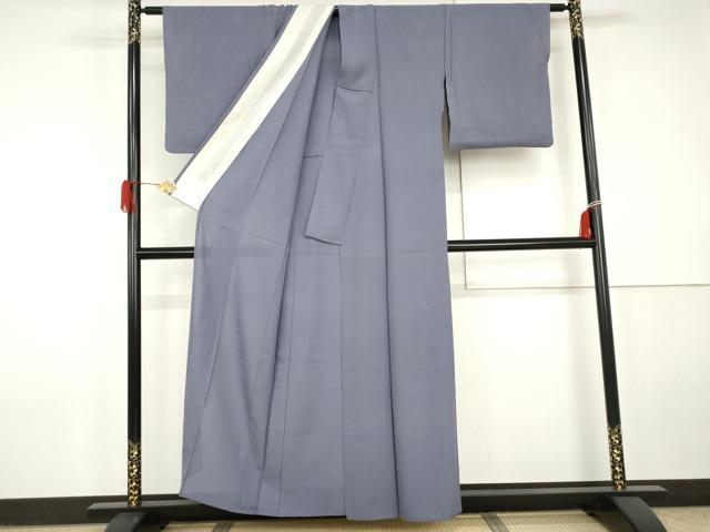 平和屋着物＊夏物　色無地　絽　藤納戸色　正絹　逸品　AABJ0897cs