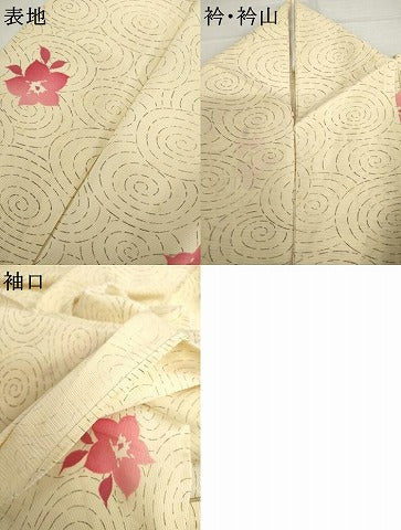 平和屋着物＊夏物　小紋　絽　流水草花文　正絹　逸品　AABJ0898cs