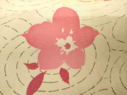 平和屋着物＊夏物　小紋　絽　流水草花文　正絹　逸品　AABJ0898cs