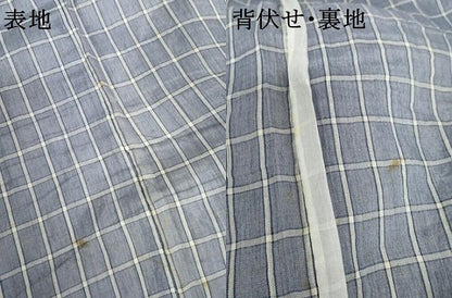 平和屋着物＊夏物　小千谷ちぢみ　草木染　格子　縮屋樋口謹製　証紙付き　麻　逸品　AABJ0900cs