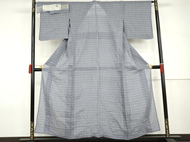 平和屋着物＊夏物　小千谷ちぢみ　草木染　格子　縮屋樋口謹製　証紙付き　麻　逸品　AABJ0900cs