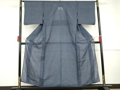 平和屋着物＊夏物　小千谷ちぢみ　縞　麻　逸品　AABJ0901cs