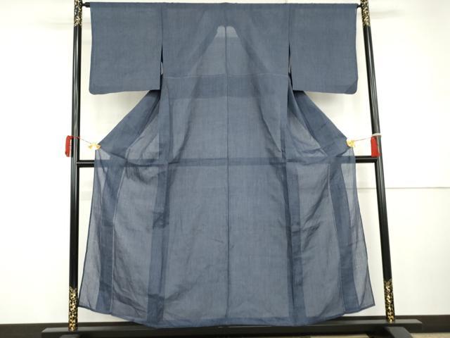 平和屋着物＊夏物　小千谷ちぢみ　縞　麻　逸品　AABJ0901cs