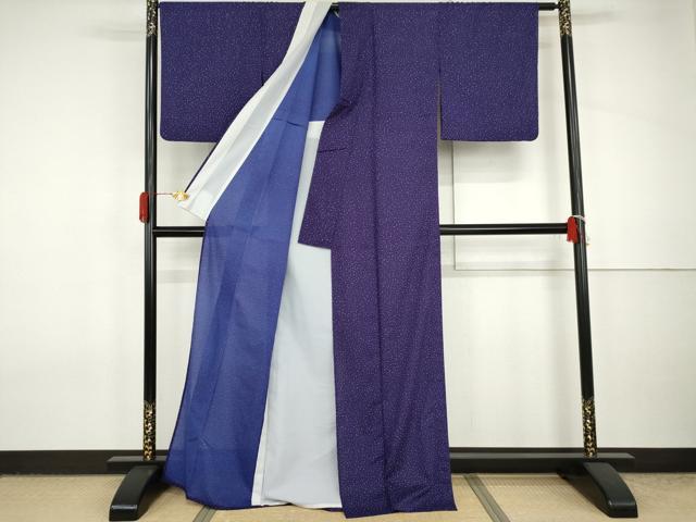 平和屋着物＊夏物　小紋　絽　散らし文様　洗える着物　AABJ0903cs