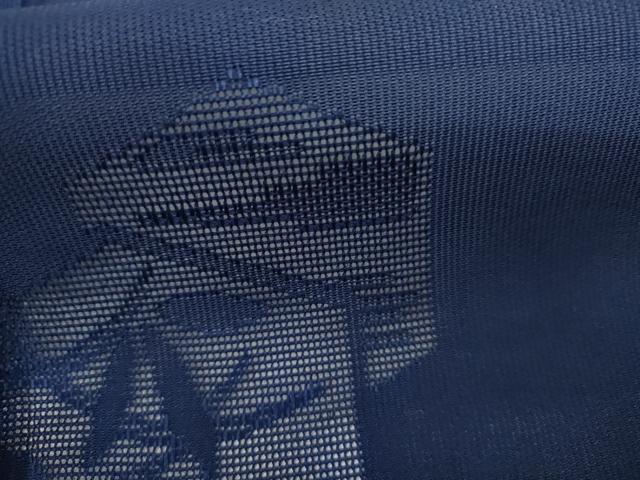 平和屋着物＊夏物　色無地　縦絽　亀甲枝葉紋紗　紺色　正絹　逸品　未使用　AABJ0905cs
