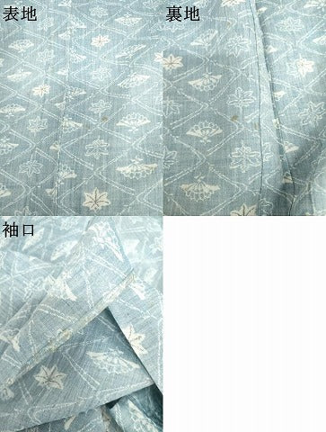 平和屋着物＊夏物　小千谷ちぢみ　楓扇文　麻　逸品　AABJ0911cs