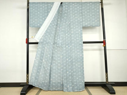 平和屋着物＊夏物　小千谷ちぢみ　楓扇文　麻　逸品　AABJ0911cs