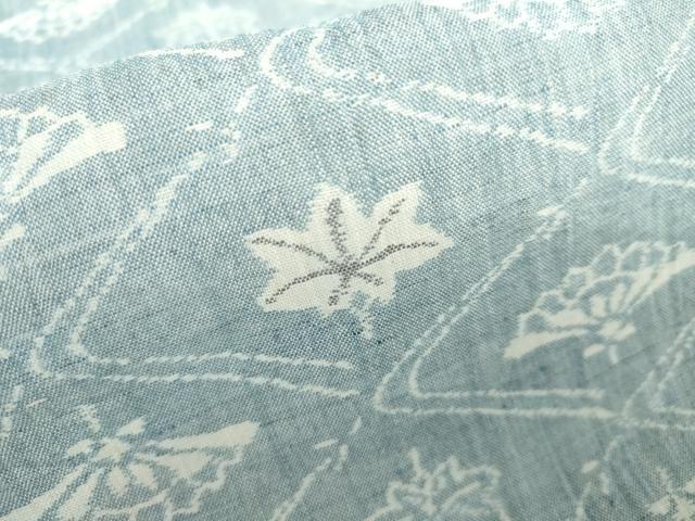 平和屋着物＊夏物　小千谷ちぢみ　楓扇文　麻　逸品　AABJ0911cs
