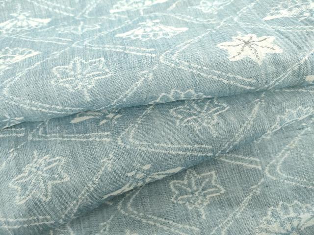 平和屋着物＊夏物　小千谷ちぢみ　楓扇文　麻　逸品　AABJ0911cs
