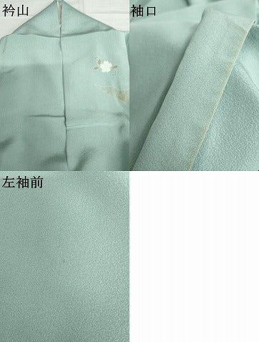 平和屋着物●訪問着　駒刺繍　道長草花文　暈し染め　金彩　正絹　逸品　AABJ0916cs
