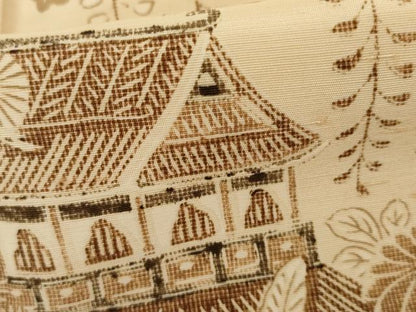 平和屋着物●訪問着　紬地　風景草花文　正絹　逸品　AABJ0921cs