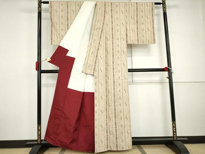 平和屋着物●ぜんまい紬　間道　正絹　逸品　未使用　AABJ0923cs