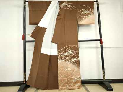 平和屋着物●訪問着　萩　暈し染め　金彩　正絹　逸品　未使用　AABJ0924cs