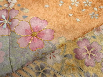 平和屋着物●豪華振袖　駒刺繍　流水舞花文　暈し染め　金銀彩　銀通し地　正絹　逸品　AABJ0925cs