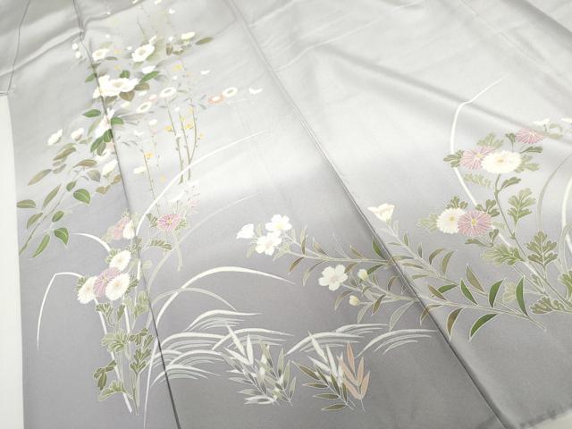 平和屋着物●訪問着　友禅　作家物　峰　枝花文　暈し染め　正絹　逸品　AABJ0927cs